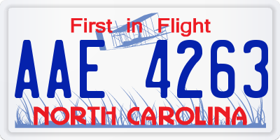 NC license plate AAE4263