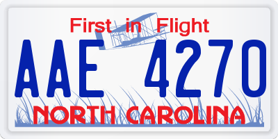 NC license plate AAE4270