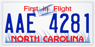 NC license plate AAE4281