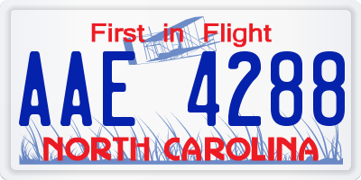 NC license plate AAE4288