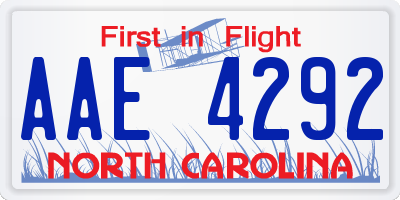 NC license plate AAE4292