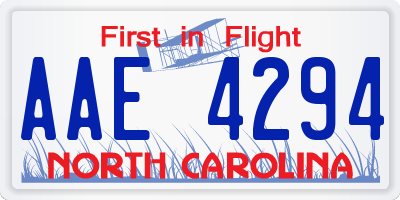 NC license plate AAE4294