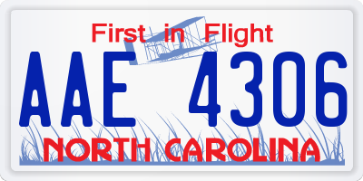 NC license plate AAE4306