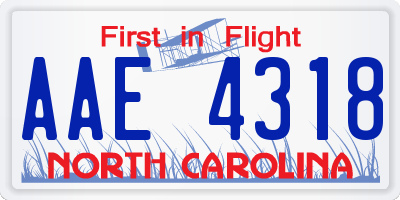 NC license plate AAE4318