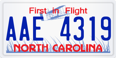 NC license plate AAE4319