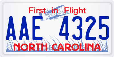 NC license plate AAE4325