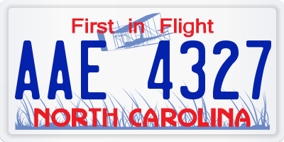 NC license plate AAE4327