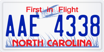 NC license plate AAE4338