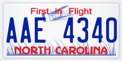 NC license plate AAE4340
