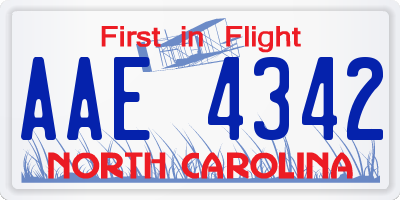 NC license plate AAE4342