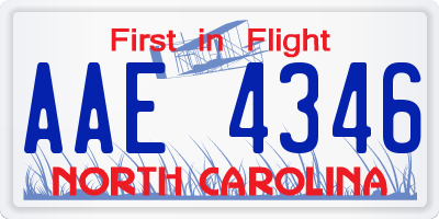 NC license plate AAE4346