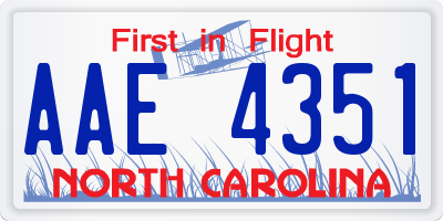 NC license plate AAE4351