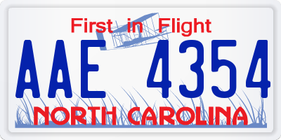 NC license plate AAE4354