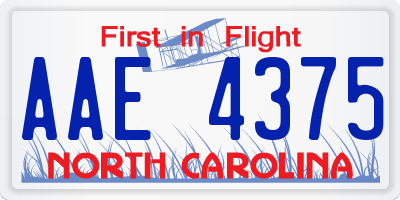 NC license plate AAE4375
