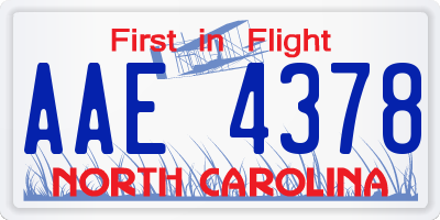 NC license plate AAE4378