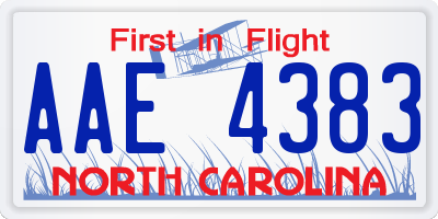 NC license plate AAE4383