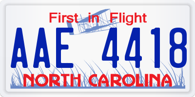 NC license plate AAE4418