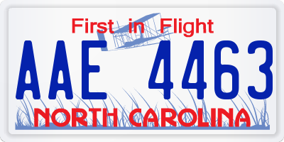 NC license plate AAE4463