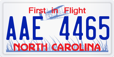 NC license plate AAE4465