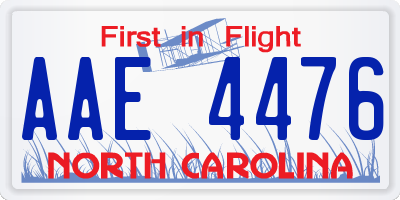 NC license plate AAE4476