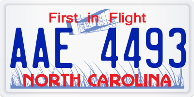 NC license plate AAE4493