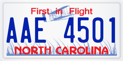 NC license plate AAE4501