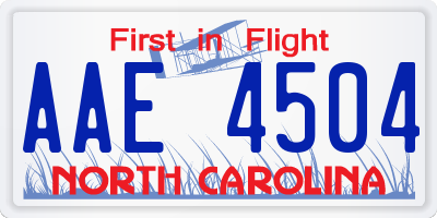 NC license plate AAE4504