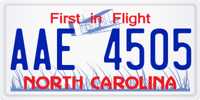 NC license plate AAE4505