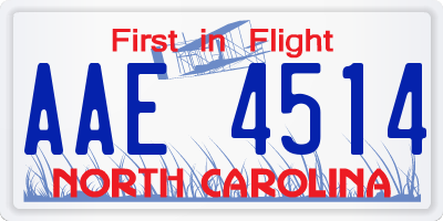 NC license plate AAE4514
