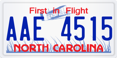 NC license plate AAE4515