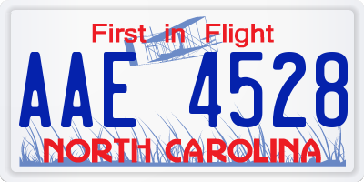 NC license plate AAE4528