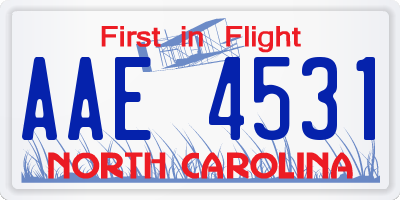NC license plate AAE4531