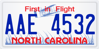 NC license plate AAE4532