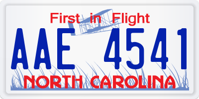 NC license plate AAE4541