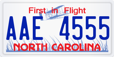 NC license plate AAE4555