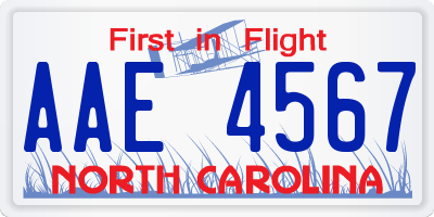 NC license plate AAE4567