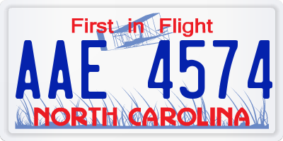 NC license plate AAE4574