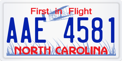 NC license plate AAE4581