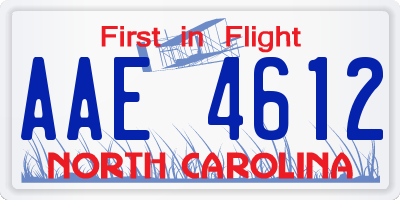 NC license plate AAE4612