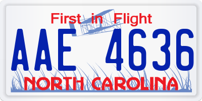NC license plate AAE4636