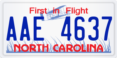 NC license plate AAE4637