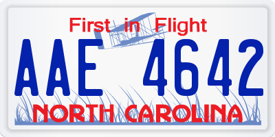 NC license plate AAE4642