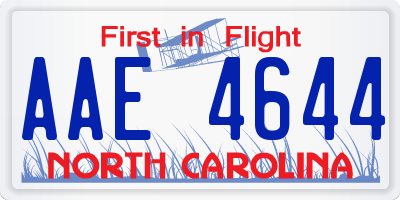 NC license plate AAE4644