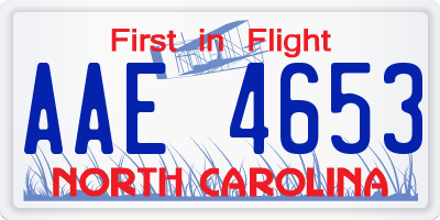 NC license plate AAE4653