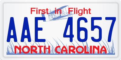NC license plate AAE4657