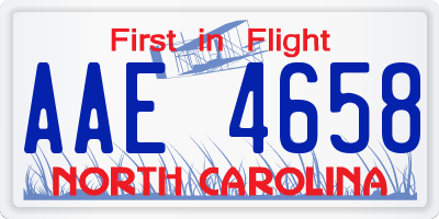 NC license plate AAE4658