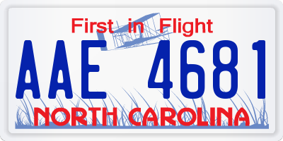 NC license plate AAE4681