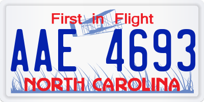 NC license plate AAE4693