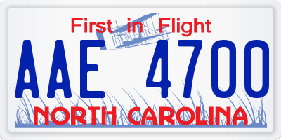 NC license plate AAE4700