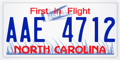 NC license plate AAE4712